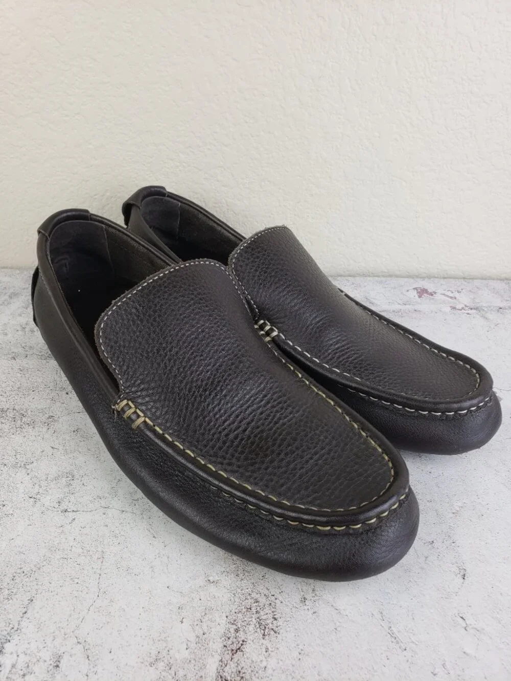 Vionic Parker Leather Driving Moccasin Loafers Brown Orthaheel size 11 Men's